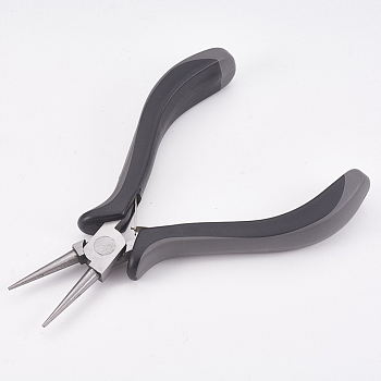 45# Carbon Steel Round Nose Pliers, Hand Tools, Polishing, Gray, Stainless Steel Color, 12x9x1.65cm