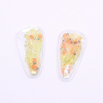 Plastic with Resin and Polymer Clay Accessories, DIY for Bobby pin Accessories, Oval with Radish, Light Yellow, 55x29x5mm