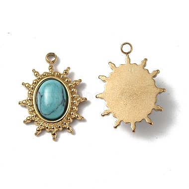 Vacuum Plating 201 Stainless Steel Natural Turquoise Pendants(STAS-C064-VC0898)-3