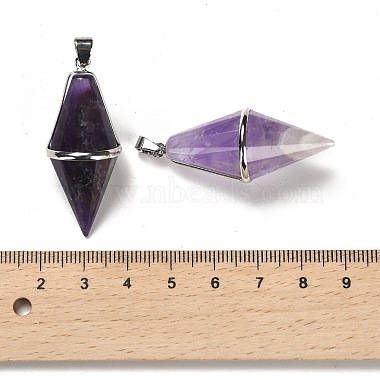 Natural & Synthetic Mixed Gemstone Pointed Pendants(G-F763-04P)-4