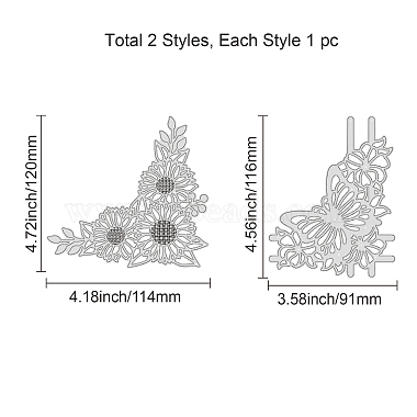 globleland 2plantillas de troqueles de corte de acero al carbono con patrón de mariposa y girasol(DIY-DM0002-73)-2