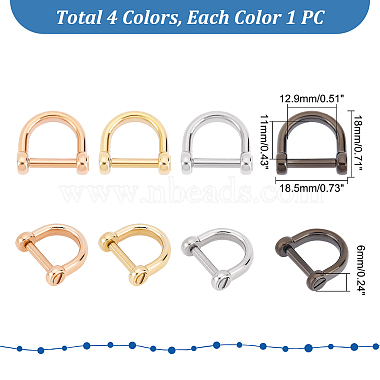 Unicraftale 4Pcs 4 Colors 304 Stainless Steel D-Ring Anchor Shackle Clasps(STAS-UN0039-07)-2