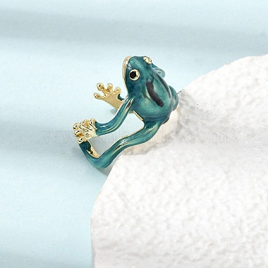 Brass Enamel Cuff Open Rings(KK-CBA0419-01G)-2