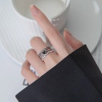 Heart Alloy Enamel Cuff Open Rings for Women, Platinum, Inner Diameter: Adjustable(FS-WG04E89-01)