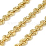 Brass Twisted Ring Link Chains, with Round Links Inside and Grooved Connectors, Long-Lasting Plated, Rack Plating, Cadmium Free & Lead Free, Unwelded, with Spool, Real 18K Gold Plated, 8x1.5mm(CHC-NH0001-01G)