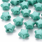 Opaque Acrylic Beads, Pearlized, Star, Light Sea Green, 20.5x21x12.5mm, Hole: 3.5mm(X-MACR-S372-02B-68)