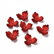 Rubberized Style Acrylic Bead Caps, Frosted, 3-Petal Flower, FireBrick, 21.5x22x8mm, Hole: 1.8mm(OACR-E013-03)