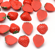 Strawberry Resin Decoden Cabochons, Imitation Food, Red, 20x18x7mm(X-CRES-R183-09)