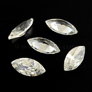 Horse Eye Shaped Cubic Zirconia Pointed Back Cabochons, Faceted, Clear, 10x5mm(ZIRC-R009-10x5-02)