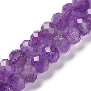 Natural Amethyst Beads Strands, Faceted, Rondelle, 7.5~8x5.5~6mm, Hole: 1mm, about 69pcs/strand, 15.16 inch(38.5cm)(G-K380-A34-04)