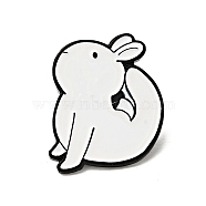 Creative Dancing Theme Enamel Pin, Electrophoresis Black Alloy Brooch for Backpack Clothes, White, Rabbit Pattern, 24x20x1.3mm(JEWB-G017-02EB-06)