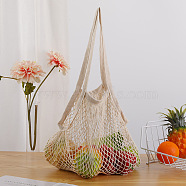 Cotton Woven Mesh Handle Tote Bag, Portable Reusable Grocery Bags, Antique White, 40x35cm, Handle: 250mm long(HOUS-PW0002-02B-02)