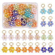 40Pcs 10 Colors Electroplate Glass Pendants, with Brass Beads and 304 Stainless Steel Open Jump Rings, Flower Charms, Mixed Color, 16mm, Hole: 6mm, 4Pcs/color(PALLOY-GO00014)