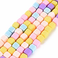 Handmade Polymer Clay Beads Strands, Cube, Mixed Color, 6x6x6mm, Hole: 1.2mm, about 62pcs/strand, 14.84 inch~15.75 inch(37.7cm~40cm)(CLAY-T020-09F)