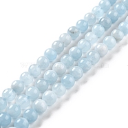 Grade A Natural Aquamarine Round Bead Strands, 6mm, Hole: 0.8mm, about 63~67pcs/strand, 15.5 inch(G-L417-13-F)