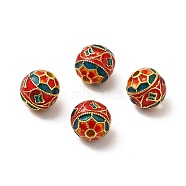 Alloy Beads, with Enamel, Round, Golden, Red, 9mm, Hole: 1.8mm(ENAM-L038-E01)