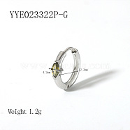 Elegant Stainless Steel Hoop Earrings, with Cubic Zirconia, Silver, 12.3x4.2mm(QA3505-6)