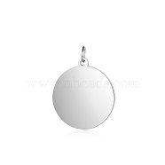 201 Stainless Steel Pendants, Flat Round, Stamping Blank Tag, Stainless Steel Color, 14.5x12x1mm, Hole: 3.5mm(STAS-S105-T638-1-12)
