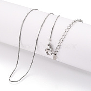 Brass Box Chains Necklaces, with Lobster Claw Clasps, Real Platinum Plated, 17.72x0.03 inch(450x0.8mm)(NJEW-N054-07P)