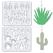 2Pcs 2 Style Acrylic Earring Handwork Template, Card Leather Cutting Stencils, Cactus, 15x18x0.3cm, 1pc/style(DIY-WH0572-002)