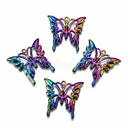 Rainbow Color Alloy Pendants, Cadmium Free & Lead Free, Butterfly, 24.5x25.5x2.5mm, Hole: 1.2mm(PALLOY-S180-060-RS)