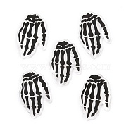 Acrylic Pendants, for Halloween, Skeleton Hands, Black, 43x29x2mm, Hole: 1.5mm(MACR-M020-03)
