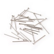 304 Stainless Steel Flat Head Pins, Stainless Steel Color, 12x0.5mm, 24 Gauge, Head: 1.5mm(STAS-G185-07P-0.5x12mm)