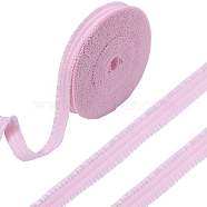 20 Yards Ruffled Nylon Elastic Lace Trim, Pleated Trimming, Webbing Garment Sewing Accessories, Pearl Pink, 22mm(EW-WH0018-02B)