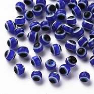 Evil Eye Resin Beads, Round, Royal Blue, 4mm, Hole: 1mm(X-RESI-R140-4mm-A-01)