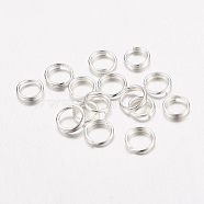 Brass Split Rings, Double Loops Jump Rings, Nickel Free, Silver Color Plated, 5x1.2mm, about 3.8mm inner diameter, about 400pcs/20g(X-JRDC5MM-NFS)