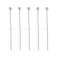 Brass Ball Head Pins, Cadmium Free & Lead Free, Silver Color Plated, 30x0.5mm, 24 Gauge, Head: 2mm, about 510pcs/50g(X-KK-R020-07S)