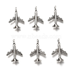 Tibetan Style Alloy Pendants, Passenger Airplane, Cadmium Free & Lead Free, Antique Silver, 22x15x3mm, Hole: 2.5mm(TIBEB-A101638-AS-LF)