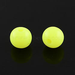 Fluorescence Chunky Acrylic Beads, Round, Yellow, 20mm, Hole: 2~3mm, about 105pcs/500g(MACR-R517-20mm-01)
