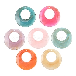 Imitation Jade Resin Pendants, Ring Charms, Mixed Color, 47x4.5mm, Hole: 3mm(RE-CBA476D-01A)