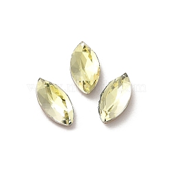 Glass Rhinestone Cabochons, Point Back & Back Plated, Faceted, Horse Eye, Jonquil, 8x4x2.5mm(RGLA-P037-09A-D337)