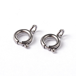 304 Stainless Steel Smooth Surface Spring Ring Clasps, Stainless Steel Color, 7.5x5x1.2mm, Hole: 1.5mm(STAS-D149-01)