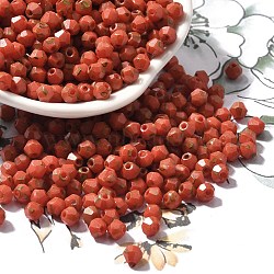 Picasso Baking Paint Glass Seed Beads, Bicone, Coral, 4.5x4mm, Hole: 1.1mm, about 142pcs/10g(X1-SEED-A032-02A-03)