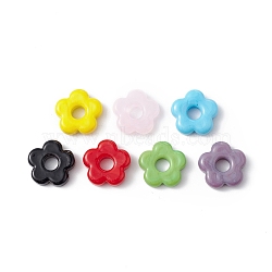 Handmade Lampwork European Beads, Large Hole Beads, Flower, Mixed Color, 15~16x4~6mm, Hole: 4.8mm(LAMP-I026-11)