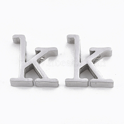 304 Stainless Steel Pendants, Stainless Steel Color, Letter, Letter.K, 13x12x3mm, Hole: 1.8mm(STAS-T041-10-K)