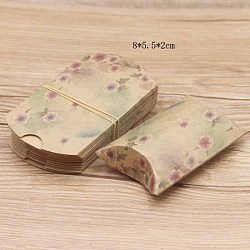 Paper Pillow Gift Boxes, Packaging Boxes, Party Favor Sweet Candy Box, Flower Pattern, BurlyWood, 9.9x5.5x0.1cm, Finished Product: 8x5.5x2cm(CON-J002-S-06A)
