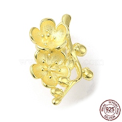 Rack Plating 925 Sterling Silver Ice Pick Pinch Bails, Cherry Blossom Flower, with S925 Stamp, Real 18K Gold Plated, 23.5x14.5x12mm, Pin: 1mm(STER-NH0001-17G)