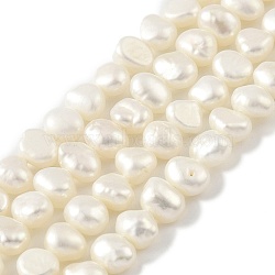 Natural Cultured Freshwater Pearl Beads Strands, Two Sides Polished, Cornsilk, 5~6mm, Hole: 0.5mm, about 31pcs/strand, 6.89''(17.5cm)(PEAR-A006-04H)