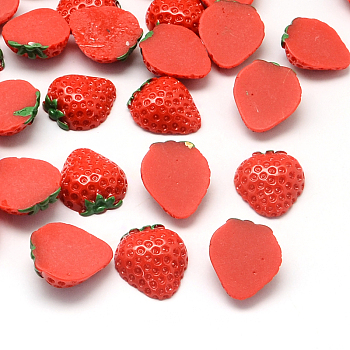 Strawberry Resin Decoden Cabochons, Imitation Food, Red, 20x18x7mm