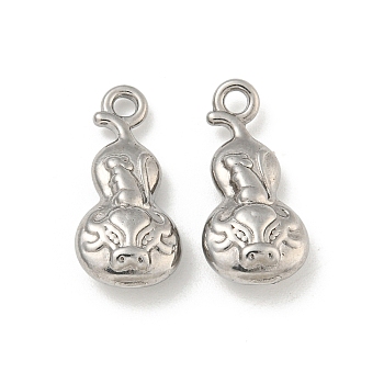 Non-Tarnish 304 Stainless Steel Pendants, Gourd Charms, Stainless Steel Color, 19.5x9.5x5mm, Hole: 1.8mm