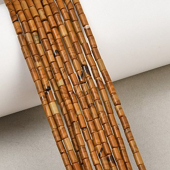 Natural Wood Lace Stone Wooden Jasper Beads Strands, Column, 4x2mm, Hole: 0.8mm, about 102pcs/strand, 15.75''(40cm)