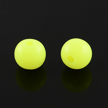Fluorescence Chunky Acrylic Beads, Round, Yellow, 20mm, Hole: 2~3mm, about 105pcs/500g