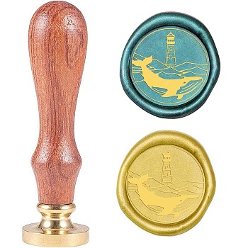 Wax Seal Stamp Set, Sealing Wax Stamp Solid Brass Head,  Wood Handle Retro Brass Stamp Kit Removable, for Envelopes Invitations, Gift Card, Whale, 80x22mm