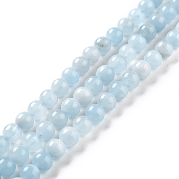 Grade A Natural Aquamarine Round Bead Strands, 6mm, Hole: 0.8mm, about 63~67pcs/strand, 15.5 inch