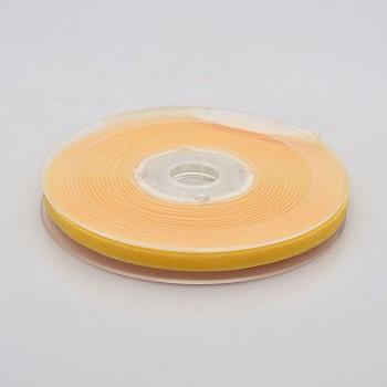 Polyester Velvet Ribbon for Gift Packing and Festival Decoration, Gold, 1/4 inch(7mm), about 70yards/roll(64m/roll)
