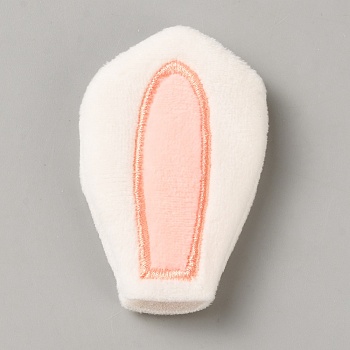 Rabbit Ear Polyester & Cotton Ornament Accessories, for DIY Clothes, Bag, Hair Band Decoration, Pink, 73.5x46.5x4mm